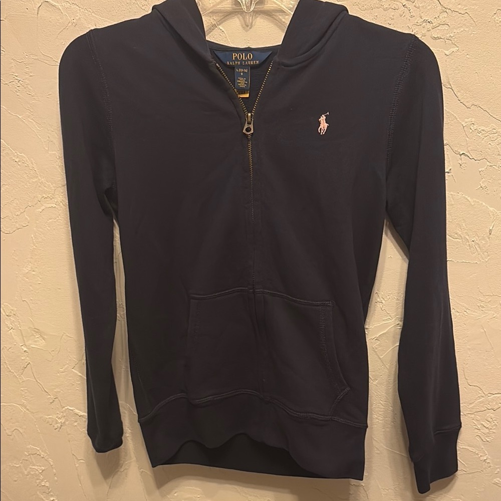 Polo by Ralph Lauren Navy Hoodie with Pink Logo
